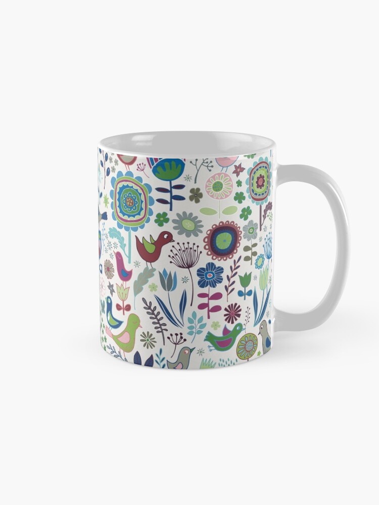 Thumbnail 5 of 6, Coffee Mug, Birds and Blooms - Iznik - Pretty Floral Bird Pattern by Cecca Designs designed and sold by Cecca-Designs.