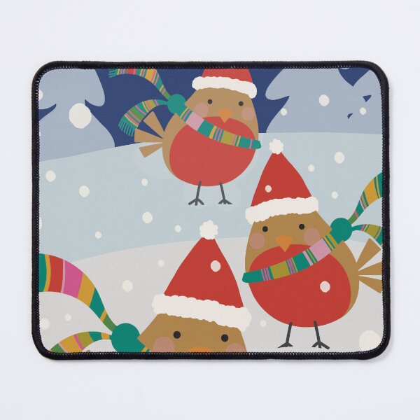 Item preview, Cute small Christmas birds in Santa hats playing in the snow designed and sold by marina63.