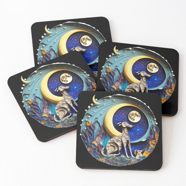 Item preview, Greyhound Dog in Space Full Moon Planets Stars Cute Abstract designed and sold by Lovedogz4life.