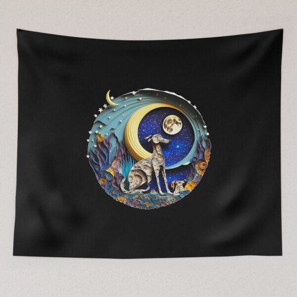 Item preview, Greyhound Dog in Space Full Moon Planets Stars Cute Abstract designed and sold by Lovedogz4life.