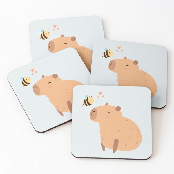 Item preview, capybara with a cute bee friends - bee cappy - be happy - a cute cartoon capybara chilling designed and sold by Yarafantasyart.