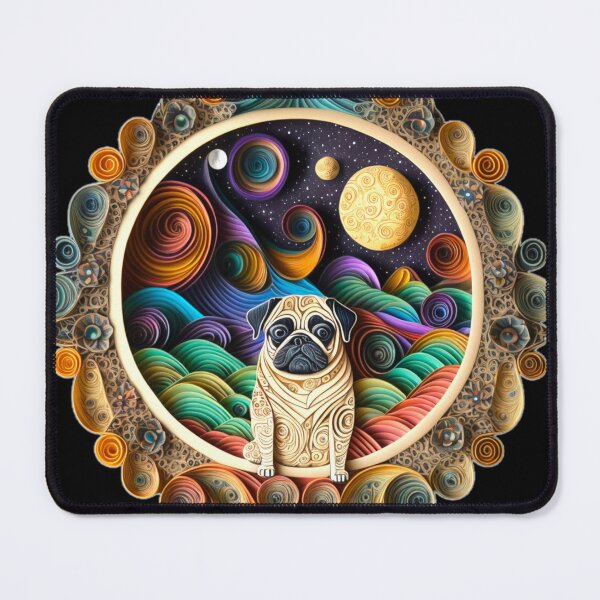 Item preview, Pug Dog in Space Full Moon Planets Stars Cute Art Whimsical designed and sold by Lovedogz4life.