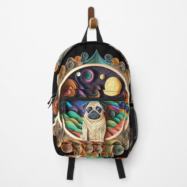 Item preview, Pug Dog in Space Full Moon Planets Stars Cute Art Whimsical designed and sold by Lovedogz4life.