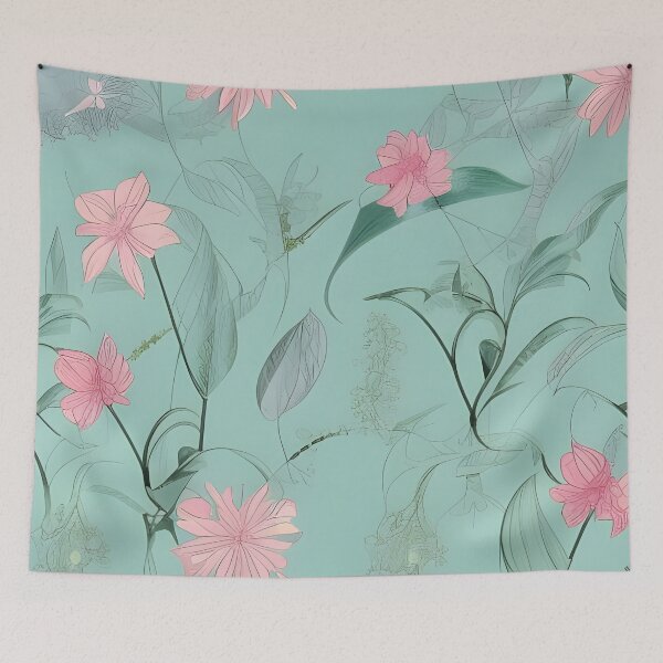 Item preview, Turquoise Flowers Pattern designed and sold by maddie-illus.
