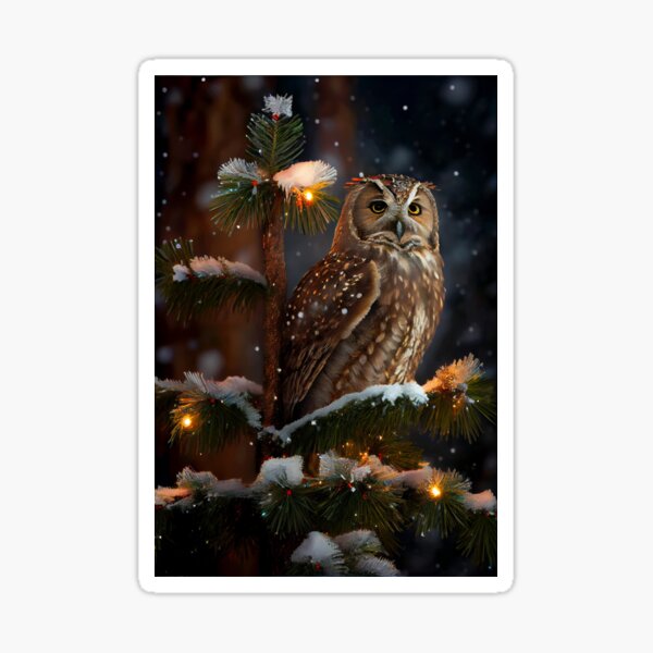 owl in christmas tree sticker for sale by wewebpt redbubble