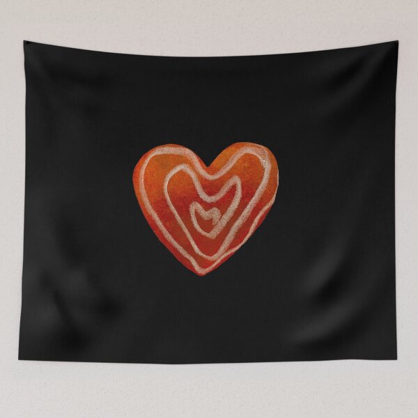 Item preview, Orange textured heart a watercolor hand drawn black designed and sold by Yana Mustafina | Boho Soulful Designs.