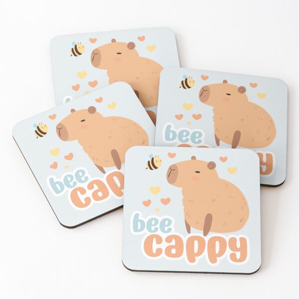 Item preview, capybara with a cute bee friends - bee cappy - be happy - a cute cartoon capybara chilling designed and sold by Yarafantasyart.