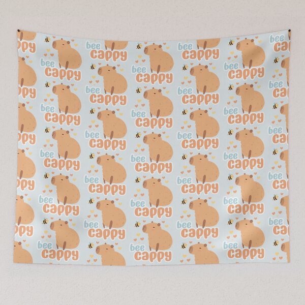Item preview, capybara with a cute bee friends - bee cappy - be happy - a cute cartoon capybara chilling designed and sold by Yarafantasyart.
