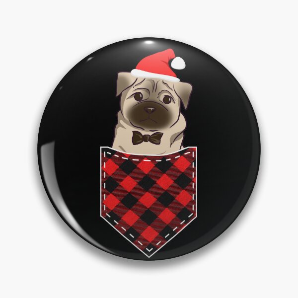 Item preview, Santa Pug Puppy Pocket Funny Dog Lover Red Plaid Christmas designed and sold by r-silver.