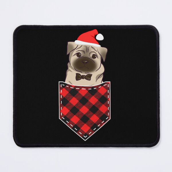 Item preview, Santa Pug Puppy Pocket Funny Dog Lover Red Plaid Christmas designed and sold by r-silver.