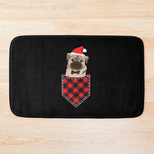 Item preview, Santa Pug Puppy Pocket Funny Dog Lover Red Plaid Christmas designed and sold by r-silver.