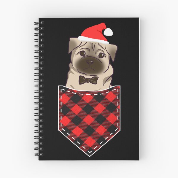 Item preview, Santa Pug Puppy Pocket Funny Dog Lover Red Plaid Christmas designed and sold by r-silver.