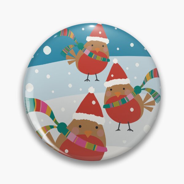 Item preview, Three Cute small Christmas birds in Santa hats playing in the snow designed and sold by marina63.