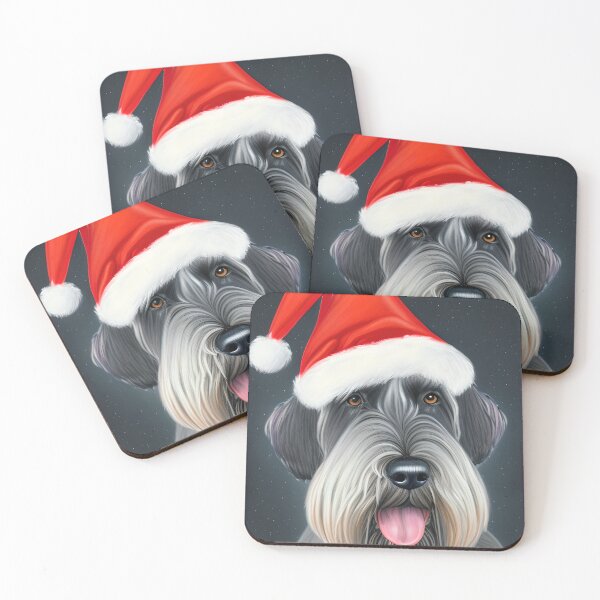 Item preview, Christmas Giant Schnauzer Wearing A Santa Hat designed and sold by ZenEverAI.