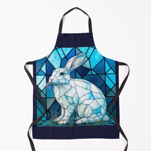 Item preview, Blue Stained Glass Art: A Cute White Rabbit  designed and sold by factory88.