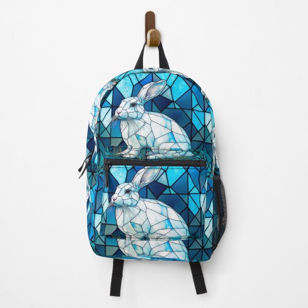 Item preview, Blue Stained Glass Art: A Cute White Rabbit designed and sold by factory88.