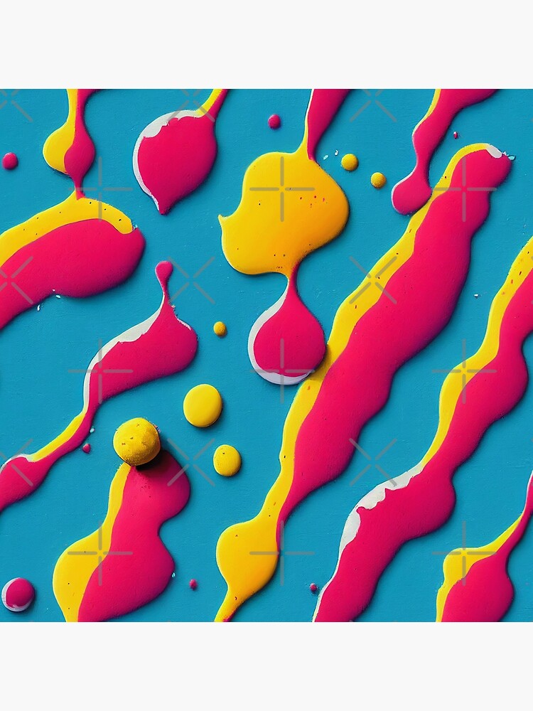 Disover Pink Yellow Blue Paint Splatter #2 Premium Matte Vertical Poster