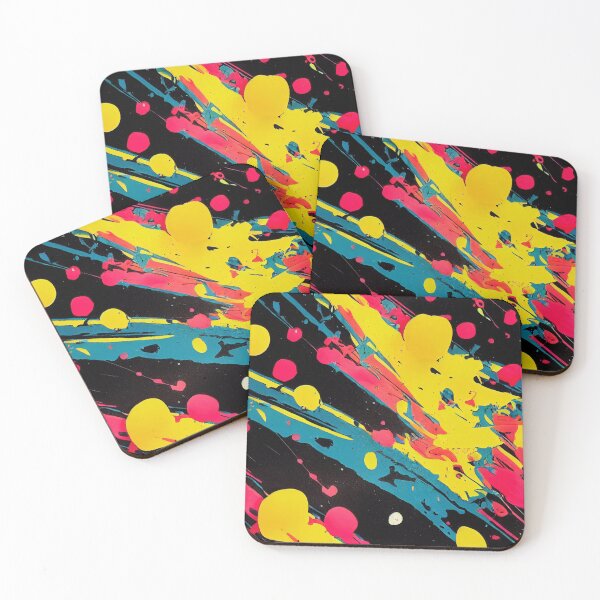 Item preview, Yellow Blue Black Paint Splatter #4 designed and sold by Unicorn Trainwreck.