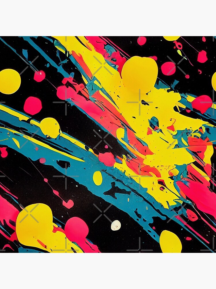 Discover Yellow Blue Black Paint Splatter #4 Premium Matte Vertical Poster