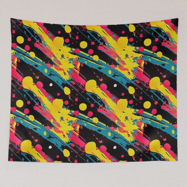 Item preview, Yellow Blue Black Paint Splatter #4 designed and sold by Unicorn Trainwreck.