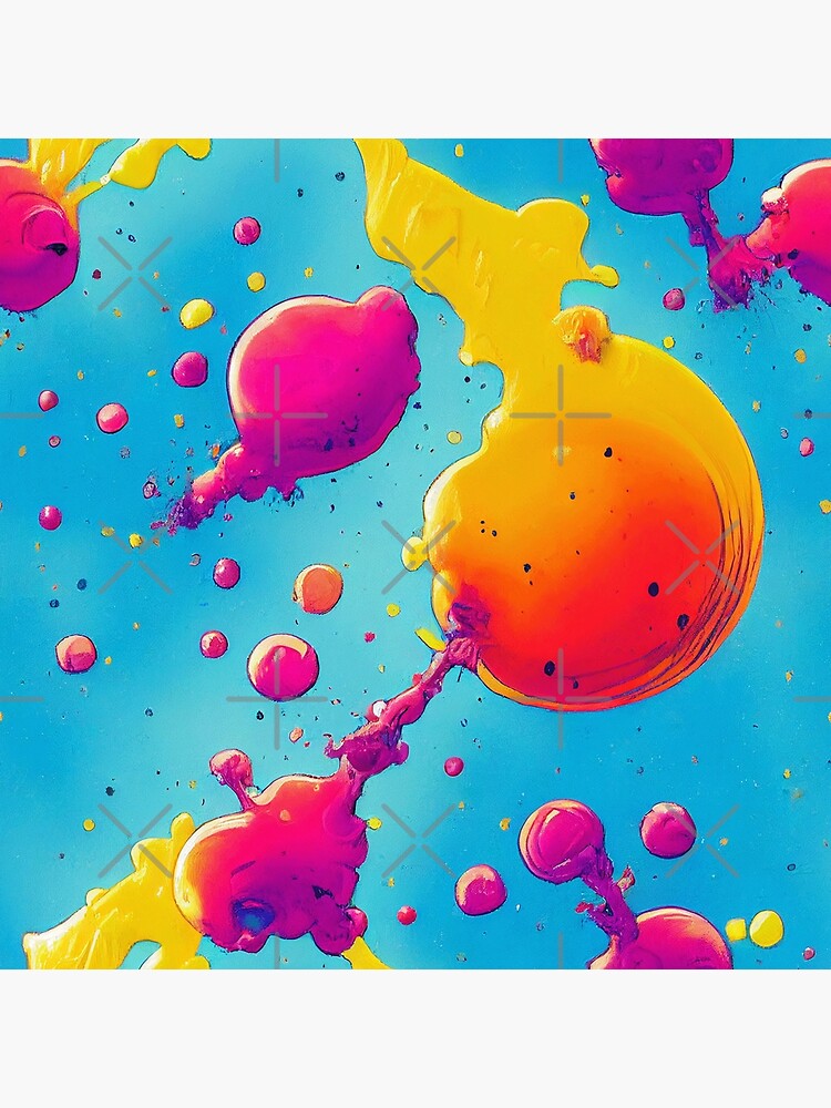 Disover Blue And Pink Rainbow Paint Splatter #17 Premium Matte Vertical Poster
