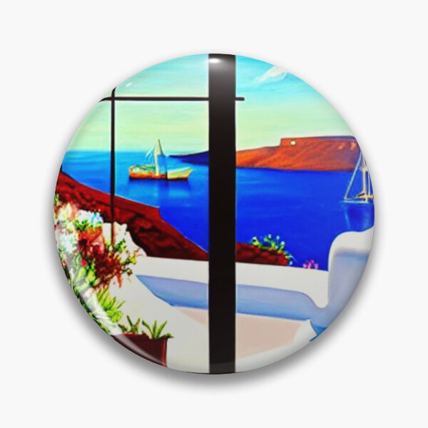 Item preview, Santorini Windows - Painting 4 - Throw Pillows and Prints.  designed and sold by ScatterHub.