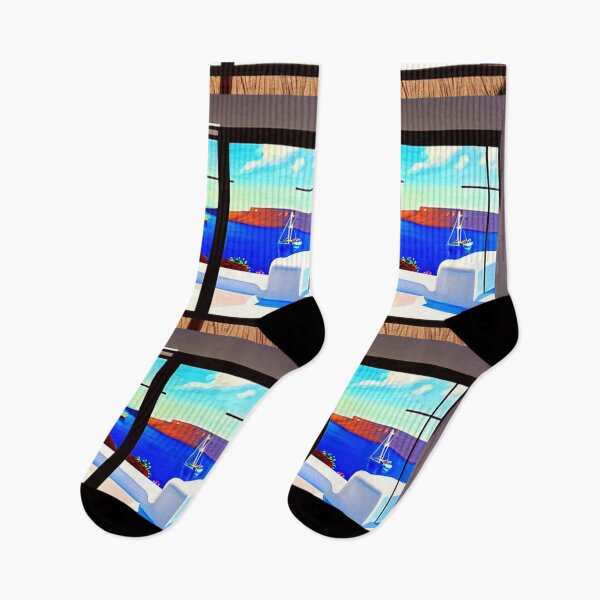 Item preview, Santorini Windows - Painting 4 - Throw Pillows and Prints.  designed and sold by ScatterHub.