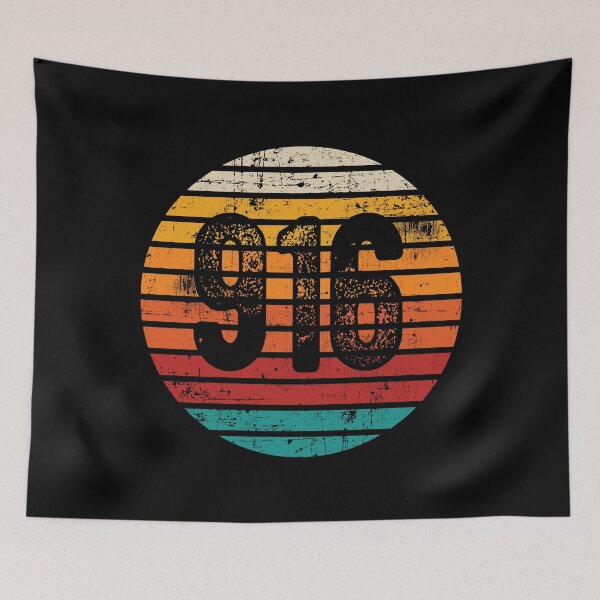 Item preview, Distressed Vintage Sunset 916 Area Code designed and sold by Gold Wings Tees.