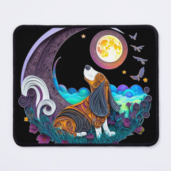 Item preview, Basset Hound Dog in Space Crescent Moon Planets Stars Cute designed and sold by Lovedogz4life.