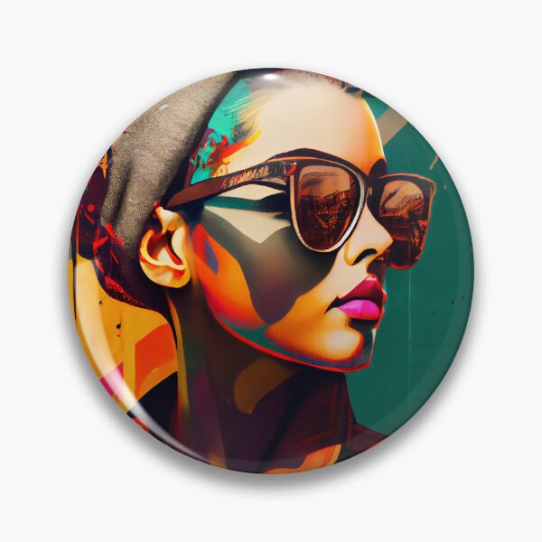 Item preview, Girl with sunglasses, Colorful Graffiti retro fashion designed and sold by vallverduDESIGN.