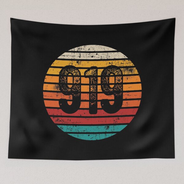 Item preview, Distressed Vintage Sunset 919 Area Code designed and sold by Gold Wings Tees.