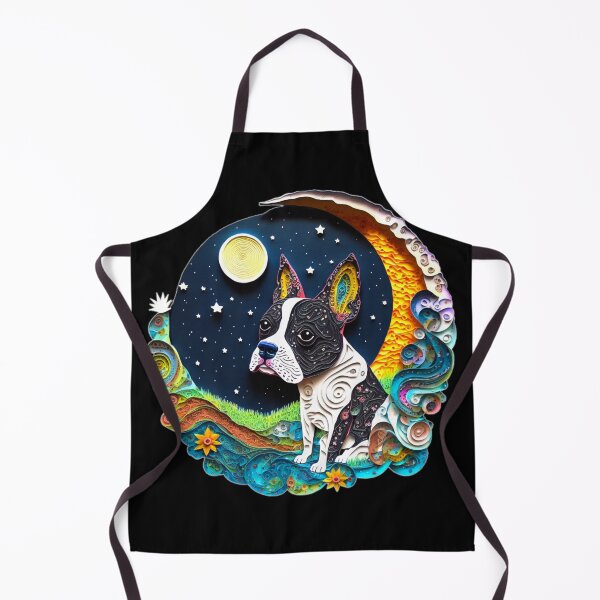 Item preview, Boston Terrier Dog in Space Crescent Moon Planets Stars Cute designed and sold by Lovedogz4life.