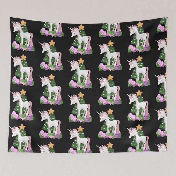 Item preview, Norwegian Fjord Horse Unicorn with Christmas Tree and Ornaments designed and sold by cuteunicornshop.