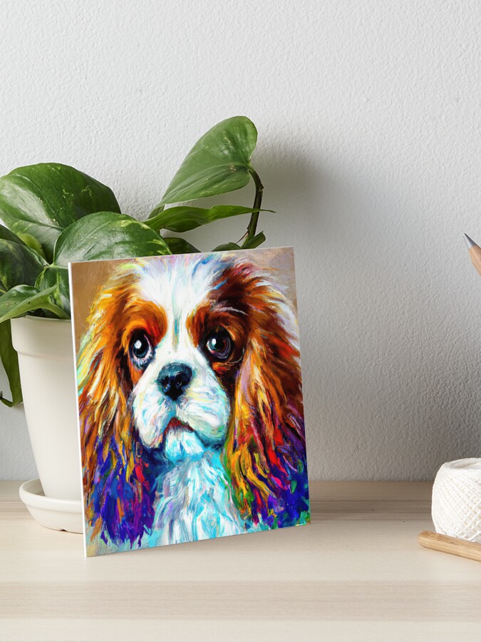 Cavalier King Charles spaniel vibrant rainbow Art Board Print