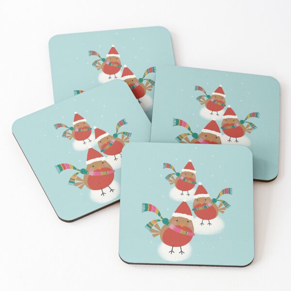 Item preview, Christmas birds in Santa hats playing in the snow designed and sold by marina63.