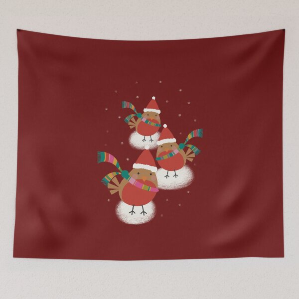 Item preview, Christmas birds in Santa hats playing in the snow designed and sold by marina63.