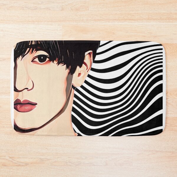 Item preview, Cool Illustration of Half Face Kim Taehyung On A Black and White Swirl Liquid Abstract Zebra Pattern Background  designed and sold by Kodexstore.
