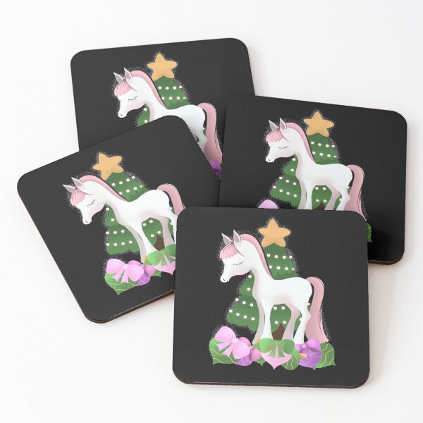 Item preview, Norwegian Fjord Horse with Christmas Tree and Ornaments designed and sold by cuteunicornshop.