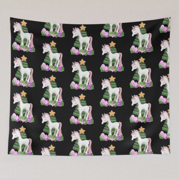Item preview, Norwegian Fjord Horse with Christmas Tree and Ornaments designed and sold by cuteunicornshop.