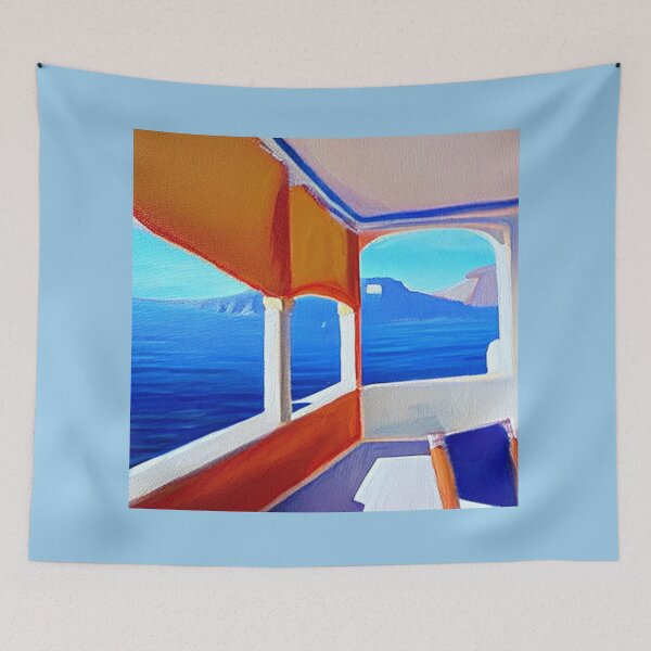 Item preview, Santorini Windows - Painting 7 - Throw Pillows and Prints.  designed and sold by ScatterHub.