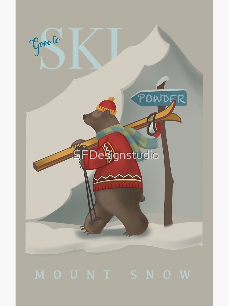 Disover Mount snow ski bear Premium Matte Vertical Poster