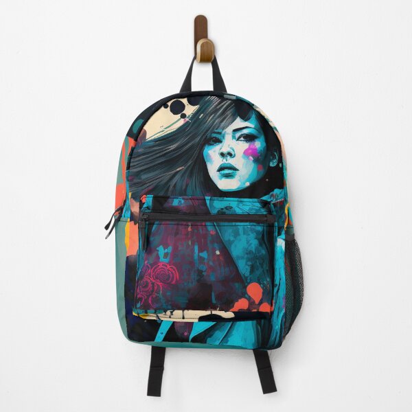 Item preview, Girl with blue coat, Colorful Graffiti retro fashion designed and sold by vallverduDESIGN.