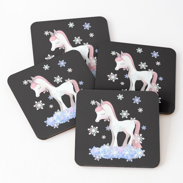 Item preview, Cute Norwegian Fjord Horse sleeping in Snow Cloud with Snowflakes designed and sold by cuteunicornshop.