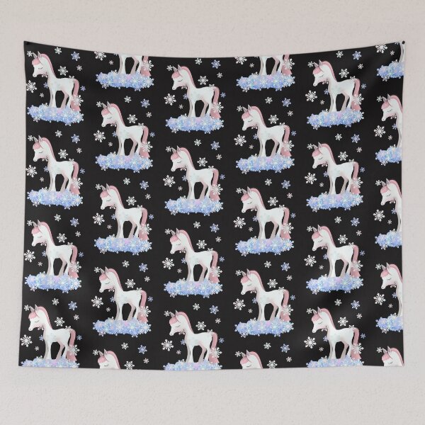 Item preview, Cute Norwegian Fjord Horse sleeping in Snow Cloud with Snowflakes designed and sold by cuteunicornshop.