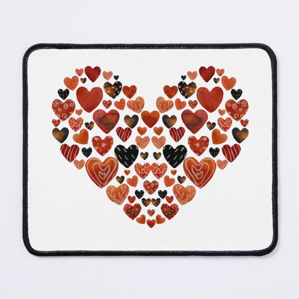 Item preview, Red heart brown design a watercolor sketch designed and sold by Yana Mustafina | Boho Soulful Designs.
