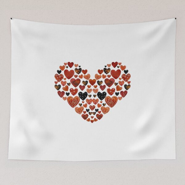 Item preview, Red heart brown design a watercolor sketch designed and sold by Yana Mustafina | Boho Soulful Designs.