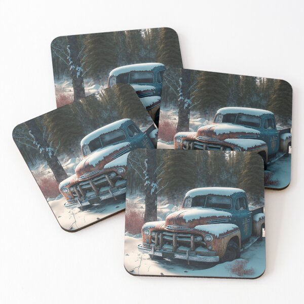 Item preview, Winter Pickup Truck #12, a perfect gift for all American Hot Rod fans designed and sold by RodZnRoll.