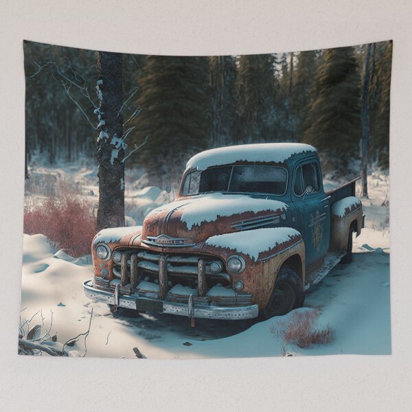 Item preview, Winter Pickup Truck #12, a perfect gift for all American Hot Rod fans designed and sold by RodZnRoll.