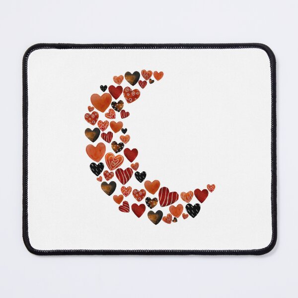 Item preview, Heart crescent half moon red textured watercolor  designed and sold by Yana Mustafina | Boho Soulful Designs.