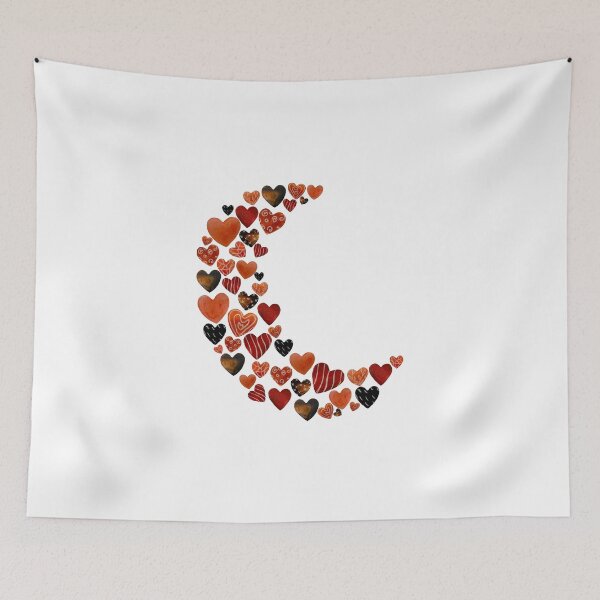 Item preview, Heart crescent half moon red textured watercolor  designed and sold by Yana Mustafina | Boho Soulful Designs.